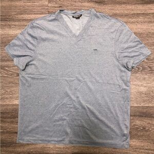 Michael Kors V-Neck T-Shirt - Grey/Blue/White - Size XL